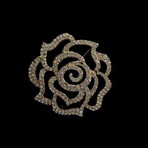 Elegant Gold-Tone Flower-Shaped Brooch with Crystals